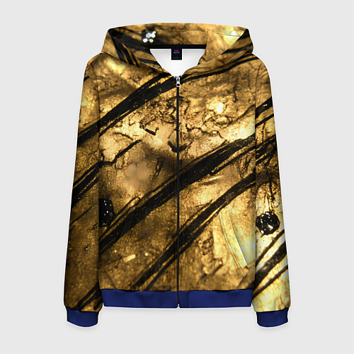 Мужская толстовка на молнии Золото с черной текстурой / 3D-Синий – фото 1