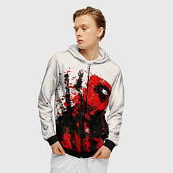 Толстовка 3D на молнии мужская Дэдпул брызги, цвет: 3D-черный — фото 2