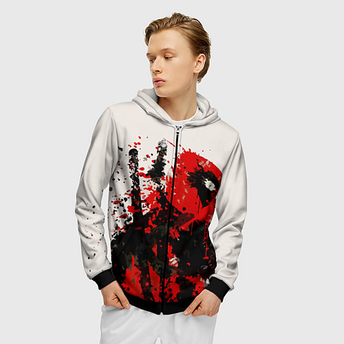 Мужская толстовка на молнии Дэдпул брызги / 3D-Черный – фото 3