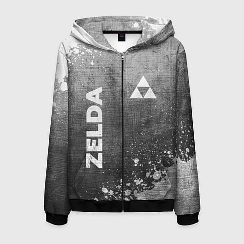 Мужская толстовка на молнии Zelda - grey gradient вертикально / 3D-Черный – фото 1