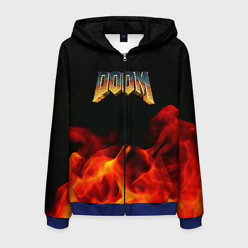 Мужская толстовка на молнии Doom огненная текстура / 3D-Синий – фото 1