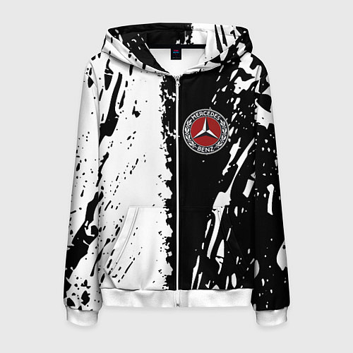 Мужская толстовка на молнии Mercedes краски текстура / 3D-Белый – фото 1