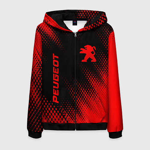 Мужская толстовка на молнии Peugeot - red gradient вертикально / 3D-Черный – фото 1