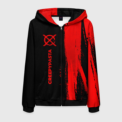 Мужская толстовка на молнии CreepyPasta - red gradient по-вертикали / 3D-Черный – фото 1