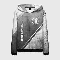 Толстовка 3D на молнии мужская Three Days Grace - grey gradient вертикально, цвет: 3D-черный