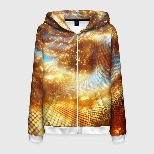 Мужская толстовка на молнии Блестящая золотая текстура / 3D-Белый – фото 1