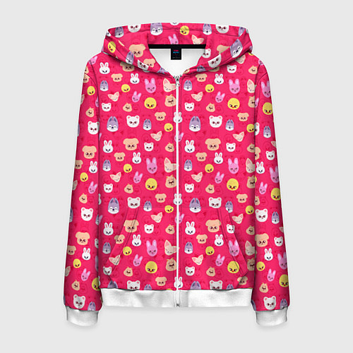 Мужская толстовка на молнии Skzoo pattern pink / 3D-Белый – фото 1