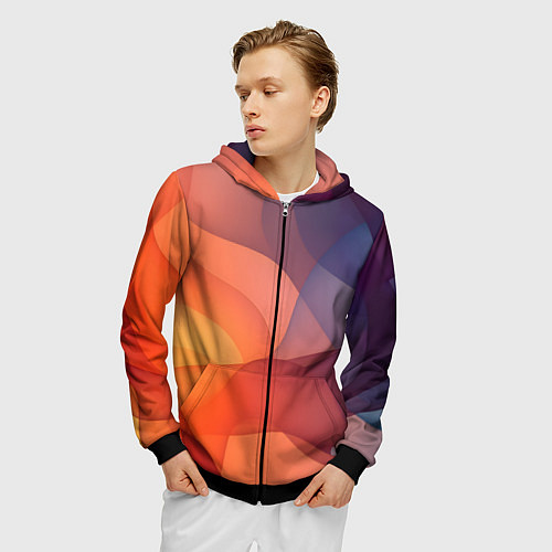 Мужская толстовка на молнии Летящая вуаль / 3D-Черный – фото 3