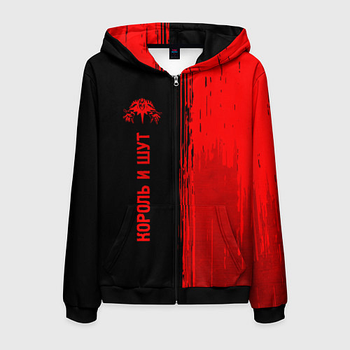 Мужская толстовка на молнии Король и Шут - red gradient по-вертикали / 3D-Черный – фото 1