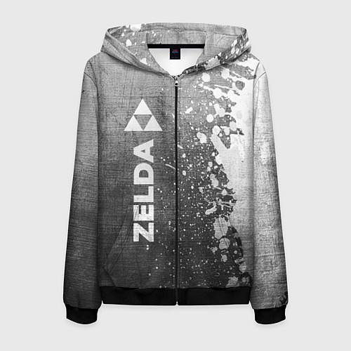 Мужская толстовка на молнии Zelda - grey gradient по-вертикали / 3D-Черный – фото 1
