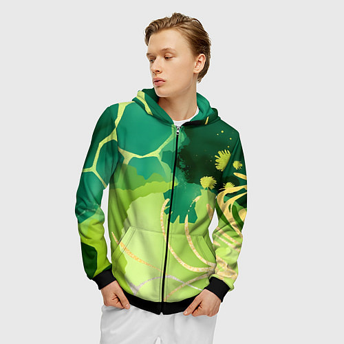 Мужская толстовка на молнии Вдохновленный природой / 3D-Черный – фото 3