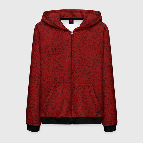 Мужская толстовка на молнии Тёмный красный в крапинку / 3D-Черный – фото 1