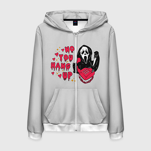 Мужская толстовка на молнии Крик призрачный разговор / 3D-Белый – фото 1