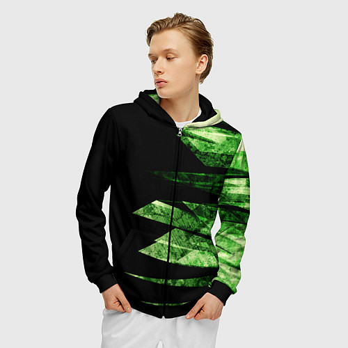 Мужская толстовка на молнии Color green black / 3D-Черный – фото 3