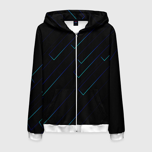 Мужская толстовка на молнии Color blue black / 3D-Белый – фото 1