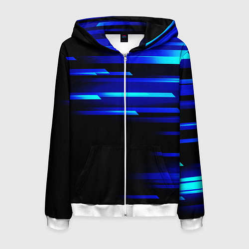 Мужская толстовка на молнии Color blue black / 3D-Белый – фото 1