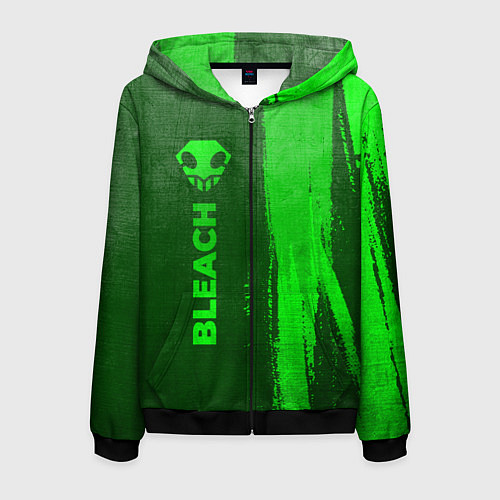 Мужская толстовка на молнии Bleach - green gradient по-вертикали / 3D-Черный – фото 1