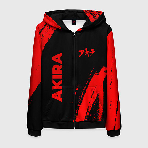 Мужская толстовка на молнии Akira - red gradient вертикально / 3D-Черный – фото 1