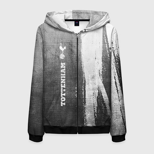 Мужская толстовка на молнии Tottenham - grey gradient по-вертикали / 3D-Черный – фото 1