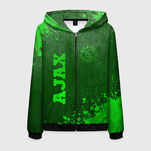 Мужская толстовка на молнии Ajax - green gradient вертикально / 3D-Черный – фото 1
