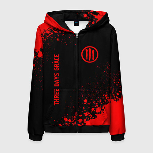 Мужская толстовка на молнии Three Days Grace - red gradient вертикально / 3D-Черный – фото 1