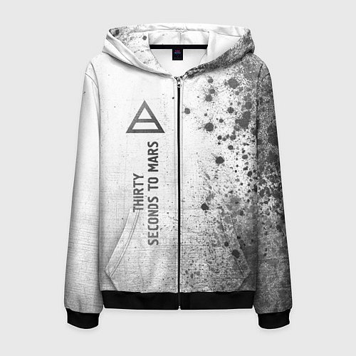 Мужская толстовка на молнии Thirty Seconds to Mars - white gradient по-вертика / 3D-Черный – фото 1