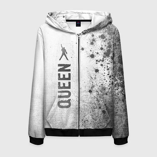 Мужская толстовка на молнии Queen - white gradient по-вертикали / 3D-Черный – фото 1