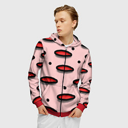 Толстовка 3D на молнии мужская Круги маркер - паттерн, цвет: 3D-красный — фото 2