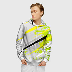 Толстовка 3D на молнии мужская Color white light green, цвет: 3D-белый — фото 2