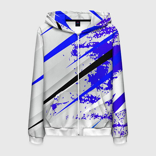 Мужская толстовка на молнии Color white blue / 3D-Белый – фото 1