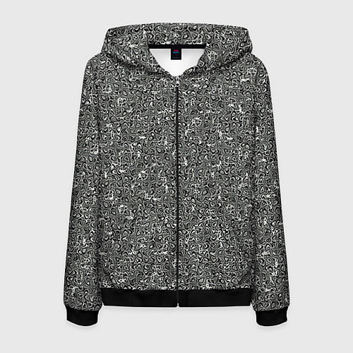 Мужская толстовка на молнии Чёрно-белый искажённый узор / 3D-Черный – фото 1