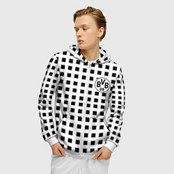 Толстовка 3D на молнии мужская Borussia pattern, цвет: 3D-белый — фото 2