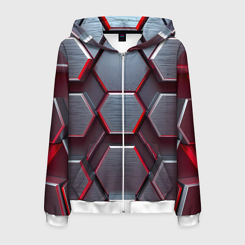 Мужская толстовка на молнии Бордовый бронежилет / 3D-Белый – фото 1