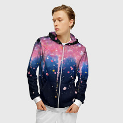 Толстовка 3D на молнии мужская Розово-синяя текстура, цвет: 3D-белый — фото 2