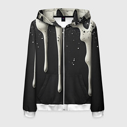 Толстовка 3D на молнии мужская Белая слизь текстура, цвет: 3D-белый