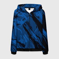 Толстовка 3D на молнии мужская Тёмный синий абстракция, цвет: 3D-черный
