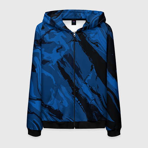 Мужская толстовка на молнии Тёмный синий абстракция / 3D-Черный – фото 1