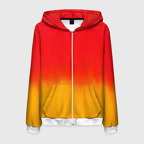Мужская толстовка на молнии Абстракция с красным и желтым / 3D-Белый – фото 1