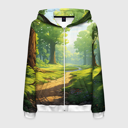 Мужская толстовка на молнии Fabulous forest / 3D-Белый – фото 1