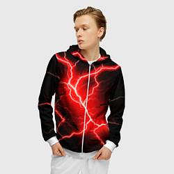 Толстовка 3D на молнии мужская Lightning, цвет: 3D-белый — фото 2