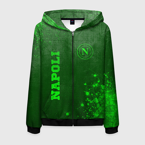 Мужская толстовка на молнии Napoli - green gradient вертикально / 3D-Черный – фото 1