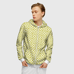 Толстовка 3D на молнии мужская Оливковый арт деко на белом фоне, цвет: 3D-белый — фото 2