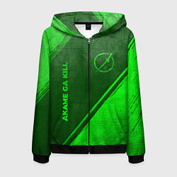 Толстовка 3D на молнии мужская Akame ga Kill - green gradient вертикально, цвет: 3D-черный