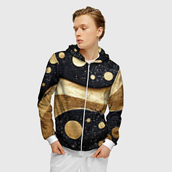 Толстовка 3D на молнии мужская Золотая объемная абстракция - текстура, цвет: 3D-белый — фото 2