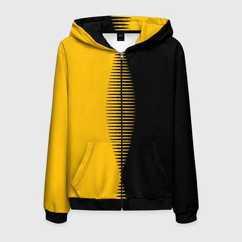 Мужская толстовка на молнии Чёрно-жёлтый пополам с переходом / 3D-Черный – фото 1