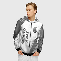 Толстовка 3D на молнии мужская Spirited Away - white gradient вертикально, цвет: 3D-черный — фото 2