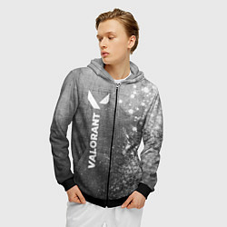 Толстовка 3D на молнии мужская Valorant - grey gradient по-вертикали, цвет: 3D-черный — фото 2