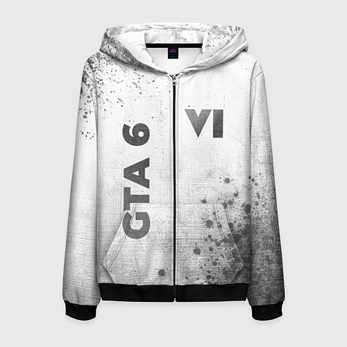 Мужская толстовка на молнии GTA 6 - white gradient вертикально / 3D-Черный – фото 1