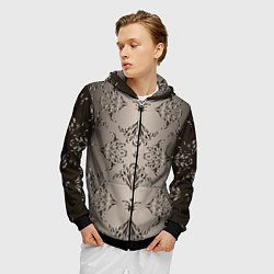 Толстовка 3D на молнии мужская Узоры с градиентом, цвет: 3D-черный — фото 2