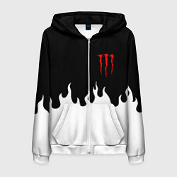 Толстовка 3D на молнии мужская Monster energy red logo, цвет: 3D-белый